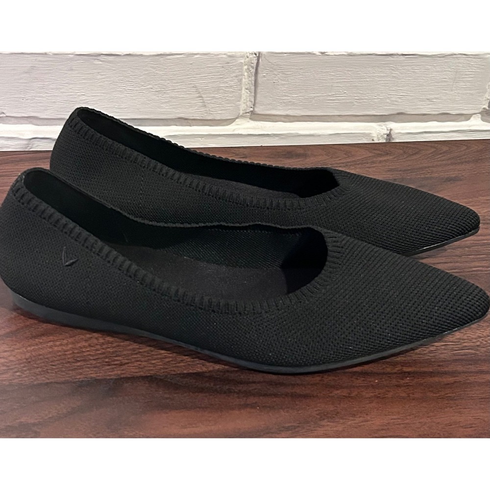 Vivaia Aria 5° Black Pointed Toe Knit Flats Women Size 41 (US 10/10.5) Shoe Chic